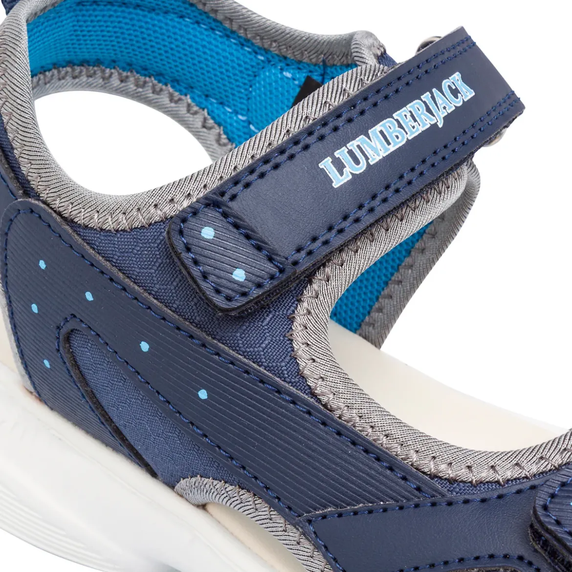 Sandali Blu navy da Ragazzo con inserti grigi e strappo in velcro Lumberjack