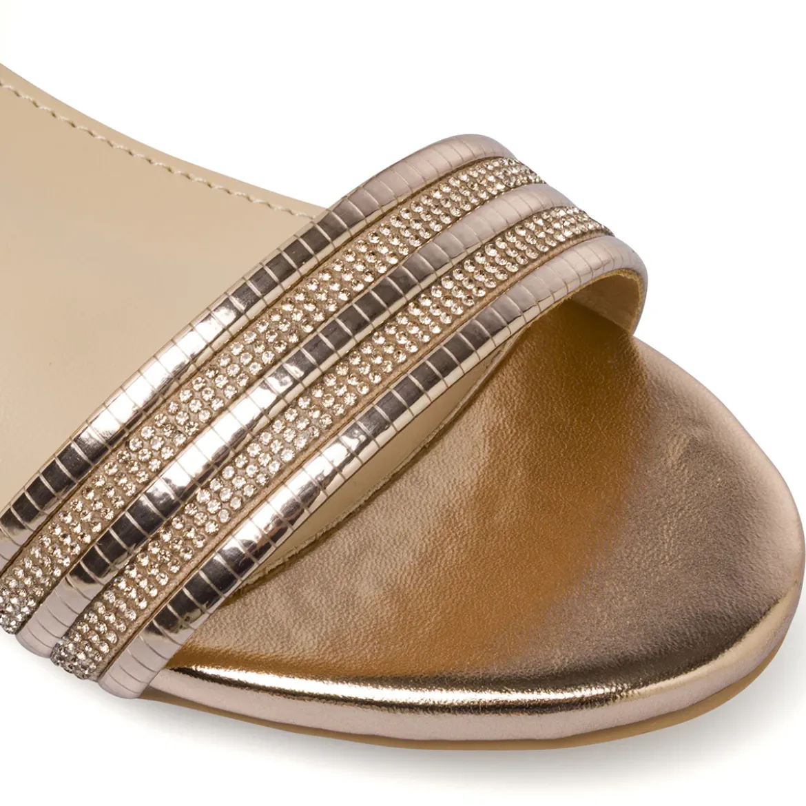 Sandali Champagne da Bambina con strass decorativi Dieci Baci