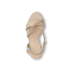 Sandali Champagne Donna con strass tacco colonna 11 cm Lora Ferres