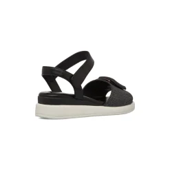 Sandali Comfort Neri da Donna con fibbia gioiello sulla tomaia P Soft