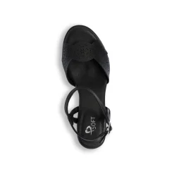 Sandali comfort neri da Donna con tacco a blocco 6,5 cm P Soft