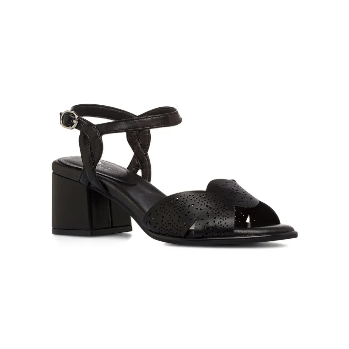 Sandali comfort neri da Donna con tacco a blocco 6,5 cm P Soft