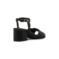 Sandali comfort neri da Donna con tacco a blocco 6,5 cm P Soft