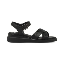 Sandali comfort neri da Donna con fasce incrociate traforate P Soft