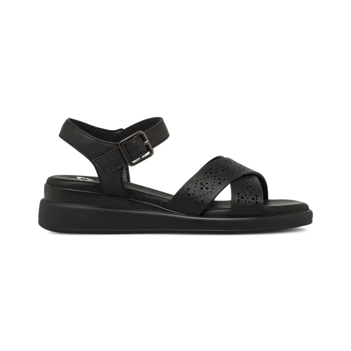 Sandali comfort neri da Donna con fasce incrociate traforate P Soft