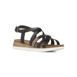 Sandali comfort neri da Donna con fasce incrociate e suola alta P Soft