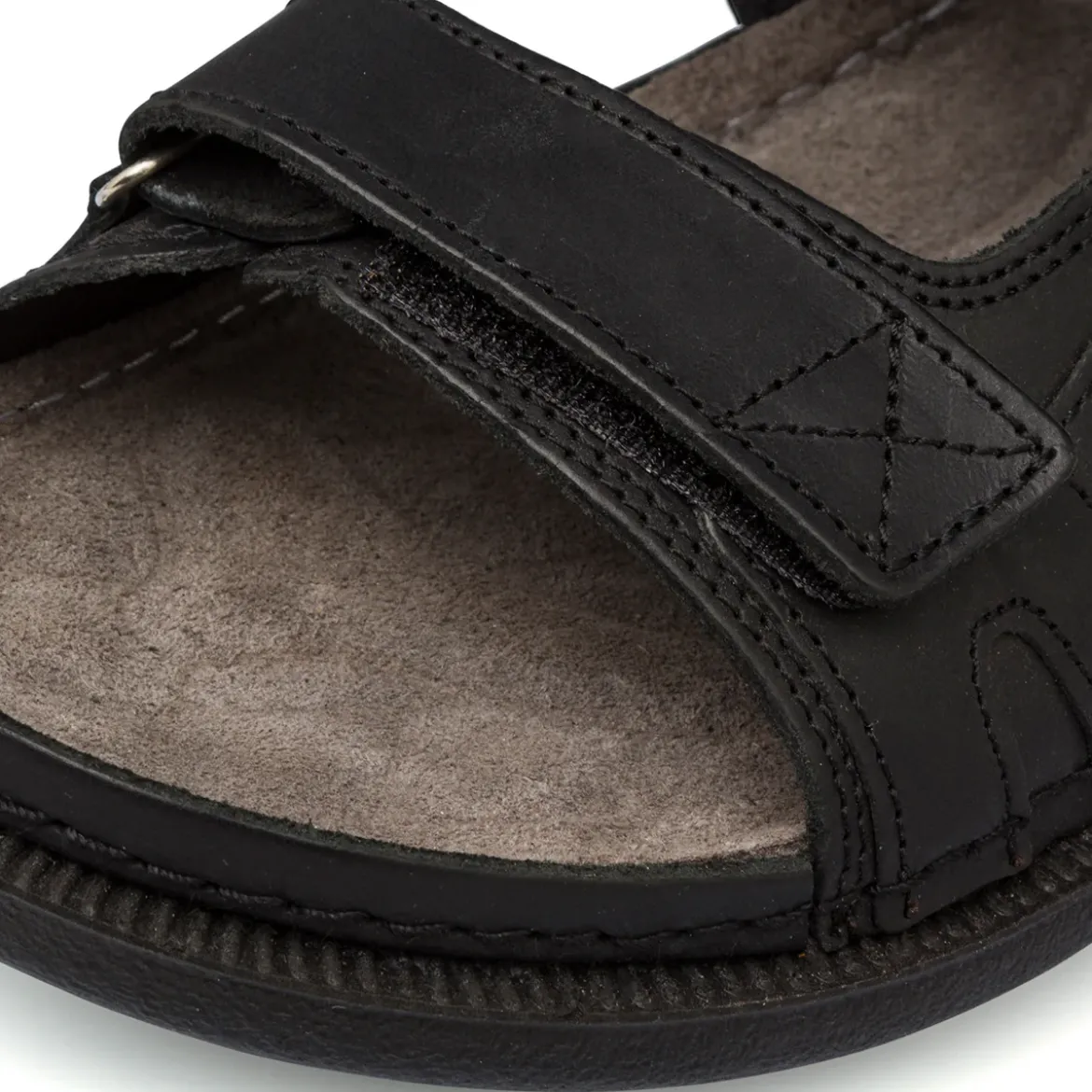 Sandali comfort neri da Uomo in pelle con chiusura a strappo P Soft