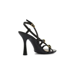 Sandali con tacco Donna neri effetto vernice con cinturini Swish Jeans