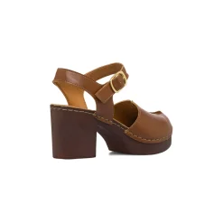 Sandali con tacco marroni da Donna in pelle con tacco 8 cm Primopiano