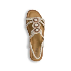 Sandali con zeppa 5 cm beige da Donna e dettagli gioiello Lora Ferres