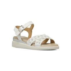 Sandali con zeppa comfort bianchi da Donna con fasce traforate P Soft