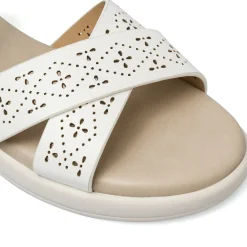 Sandali con zeppa comfort bianchi da Donna con fasce traforate P Soft