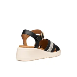 Sandali con Zeppa traspirati neri da Donna con fasce incrociate Geox