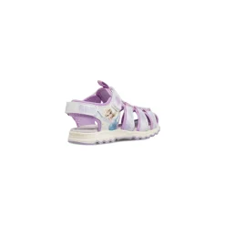 Sandali da Bambina bianchi e lilla glitter con soletta in pelle Frozen