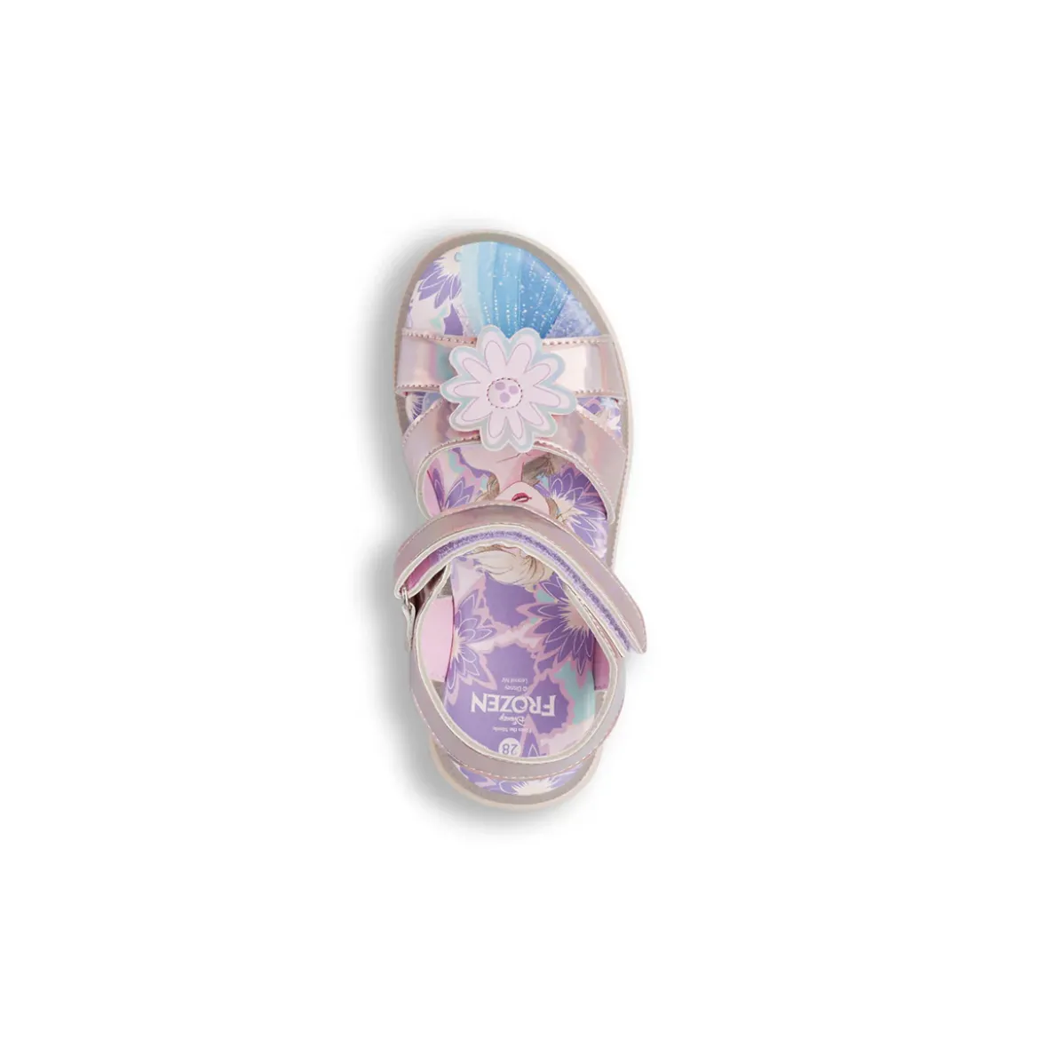 Sandali da Bambina rosa metallizzato con applicazione fiore frontale Frozen