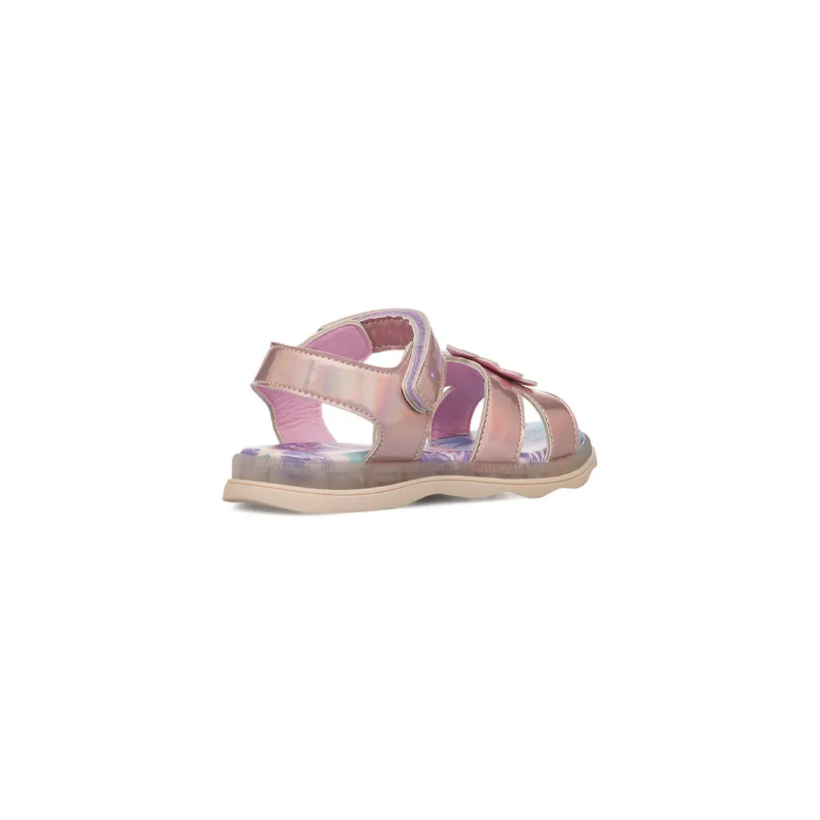 Sandali da Bambina rosa metallizzato con applicazione fiore frontale Frozen