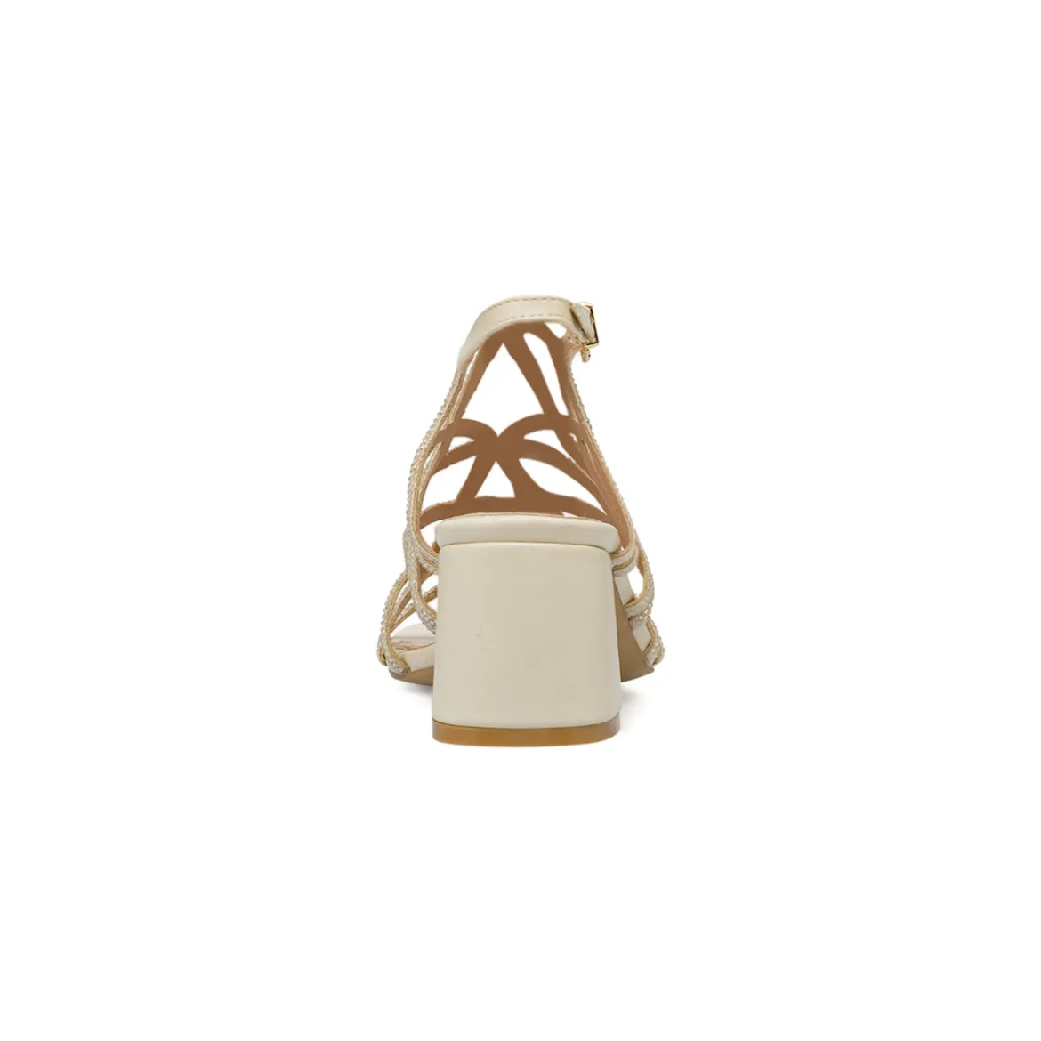 Sandali da Donna beige con strass e tacco a colonna 7 cm Lora Ferres