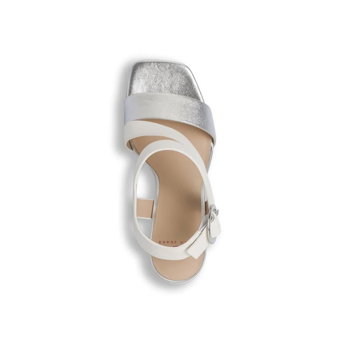 Sandali Donna bianco bicolore con tacco a colonna 9 cm Swish Jeans