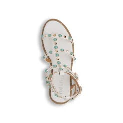 Sandali Flat Bianchi da Donna con dettaglio Borchie sulla tomaia Lora Ferres