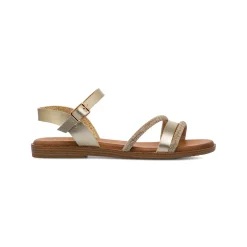 Sandali flat champagne da Donna con dettaglio strass Lora Ferres