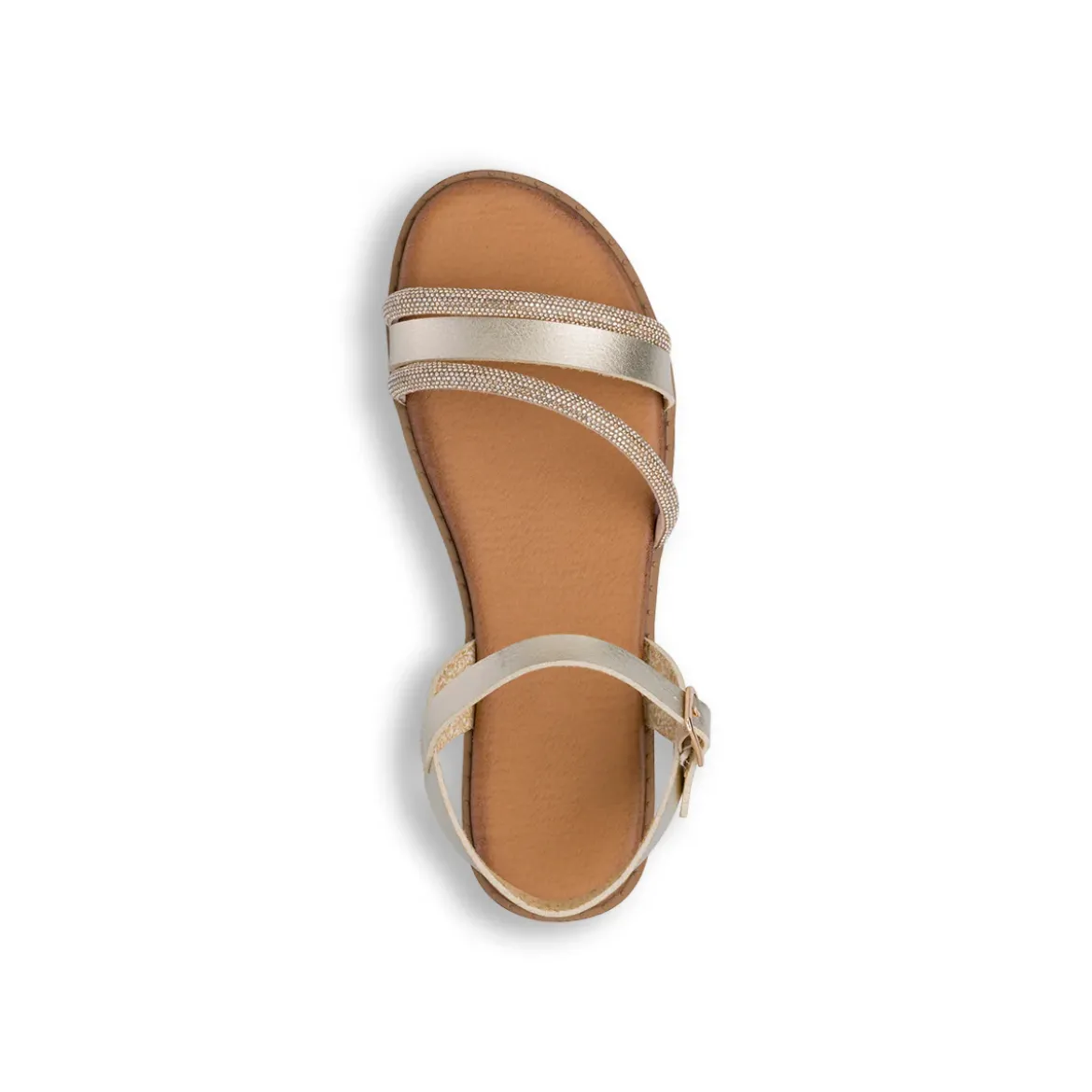 Sandali flat champagne da Donna con dettaglio strass Lora Ferres