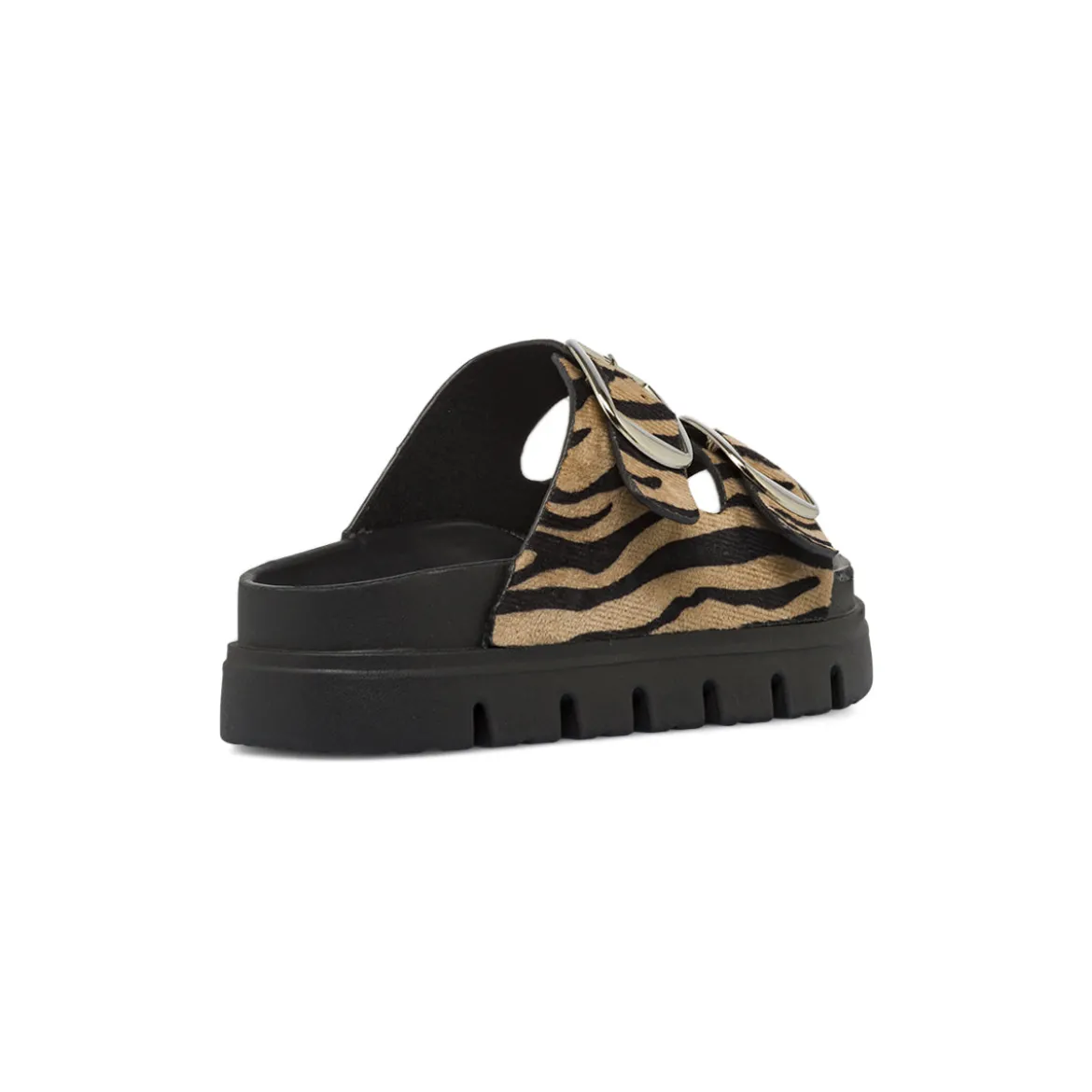 Sandali flat da Donna Beige effetto animalier con fibbie Lora Ferres