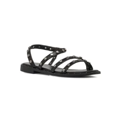 Sandali flat da Donna neri con borchie e cinturino Lora Ferres