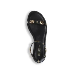 Sandali Flat Donna Neri con applicazioni gioiello Lora Ferres