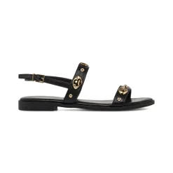 Sandali Flat Donna Neri con borchie gioiello Lora Ferres