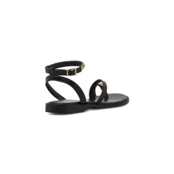 Sandali Flat Donna Neri con dettaglio gioiello Lora Ferres