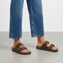 Sandali flat Marroni Donna con doppie fibbie Americanino