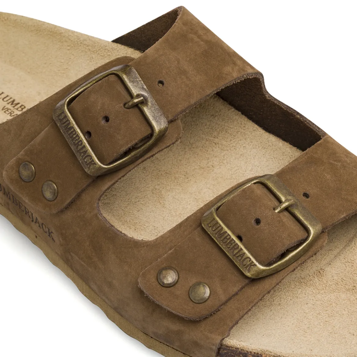 Sandali flat Marroni Donna effetto scamosciato con fibbie Lumberjack