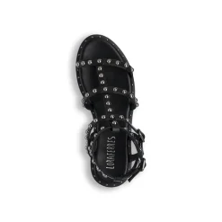 Sandali flat neri da Donna con borchie e chiusura sul retro Lora Ferres