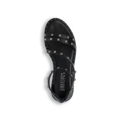 Sandali flat neri da Donna con borchie e chiusura con zip sul retro Lora Ferres