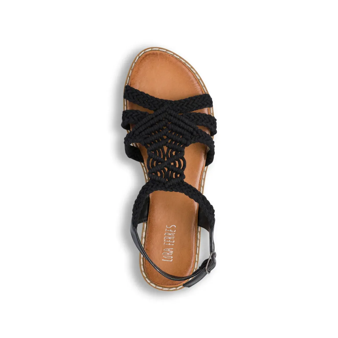 Sandali flat neri da Donna effetto crochet Lora Ferres