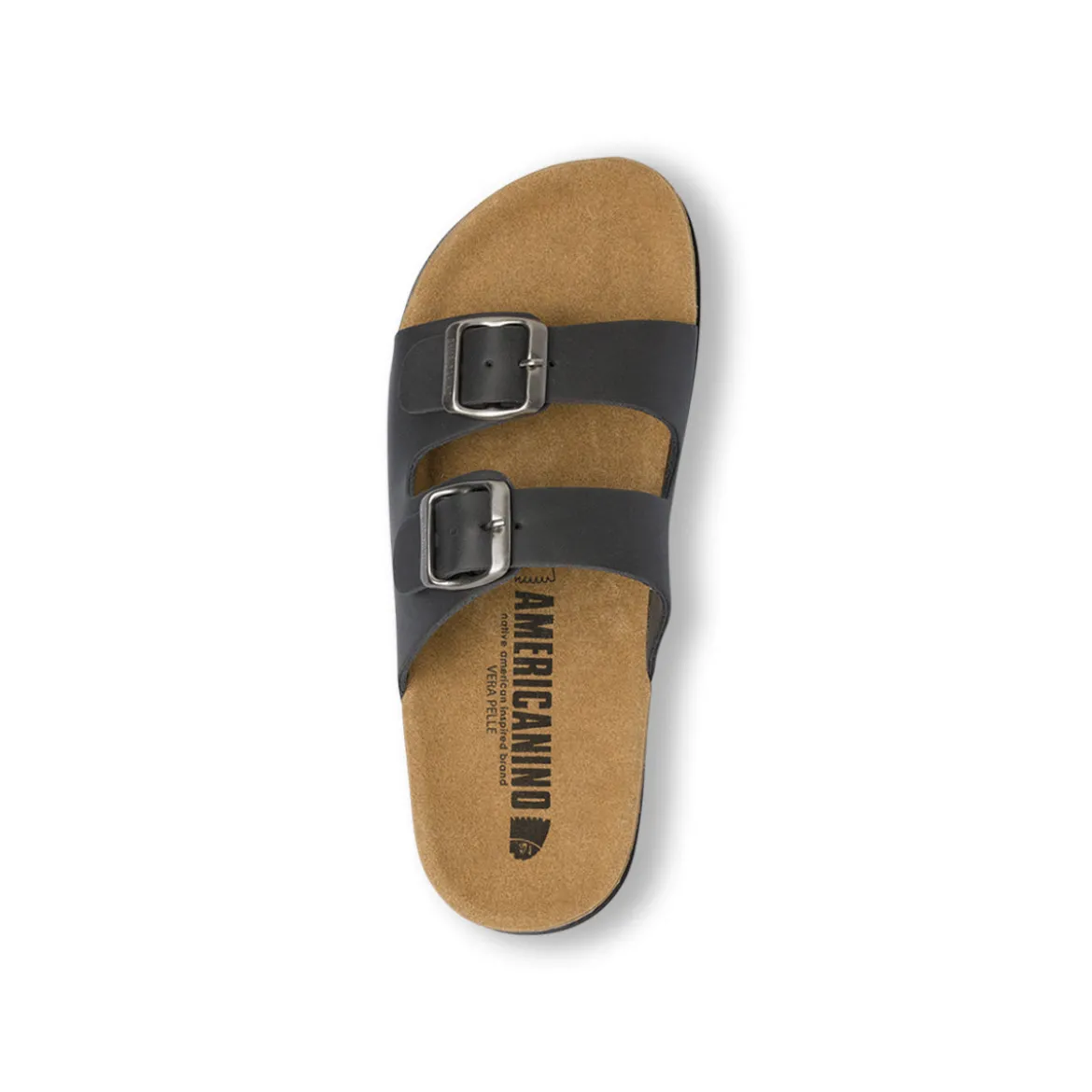 Sandali Flat Neri Donna con doppie fasce Americanino