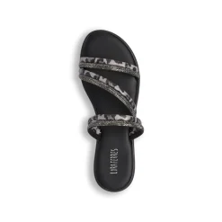 Sandali Flat Neri Donna con strass e listini animalier Lora Ferres