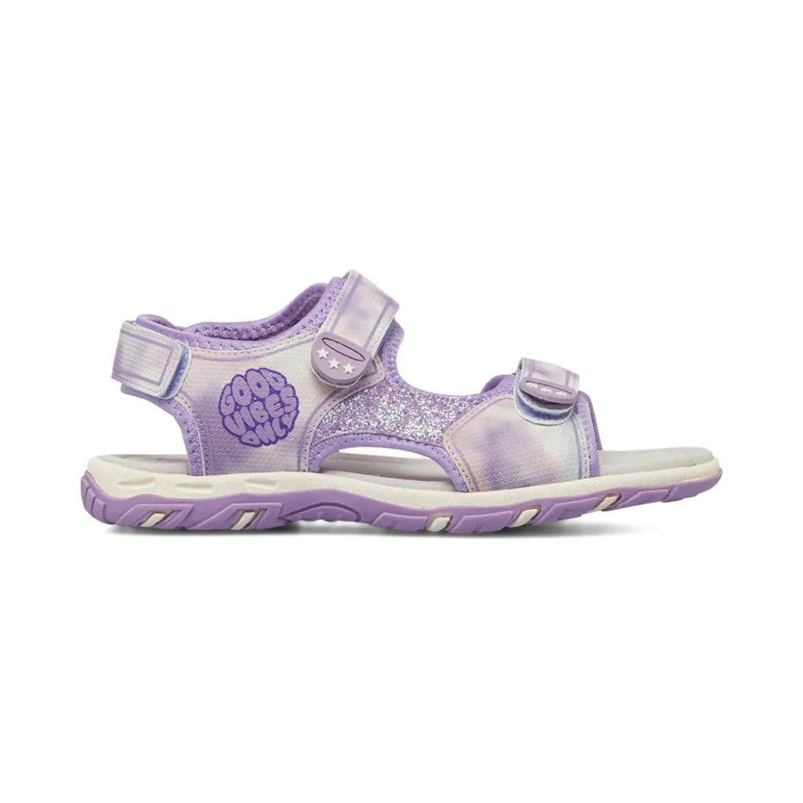 Sandali lilla da Bambina con glitter e chiusura a strappo Dieci Baci