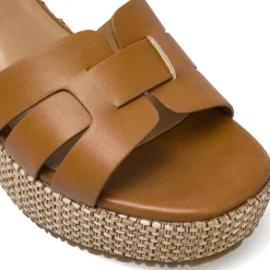 Sandali marroni da Donna con zeppa effetto rafia 8 cm Lora Ferres