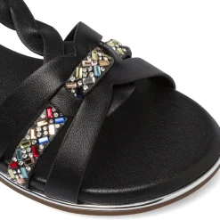 Sandali Neri da Bambina con strass colorati e treccia Dieci Baci
