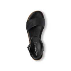 Sandali Neri da Donna in pelle con Cinturino e suola Platform Primopiano