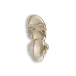 Sandali Oro da Bambina con fasce di strass e suola platform Dieci Baci