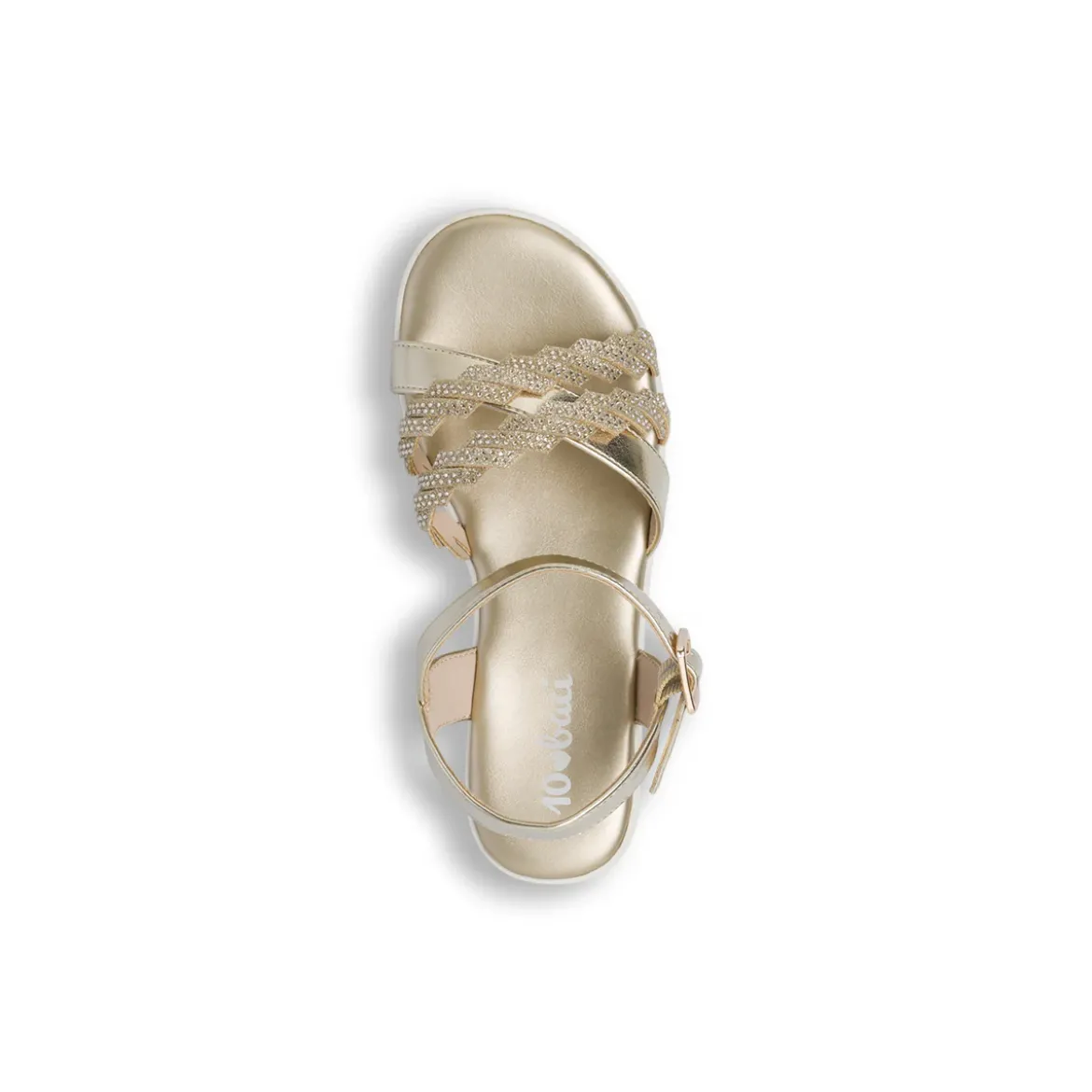 Sandali Oro da Bambina con fasce di strass e suola platform Dieci Baci