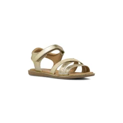 Sandali Oro da Bambina con paillettes e fiori traforati Dieci Baci