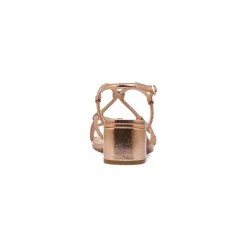 Sandali oro da Donna con tacco blocco 5 cm e gioiello strass Lora Ferres
