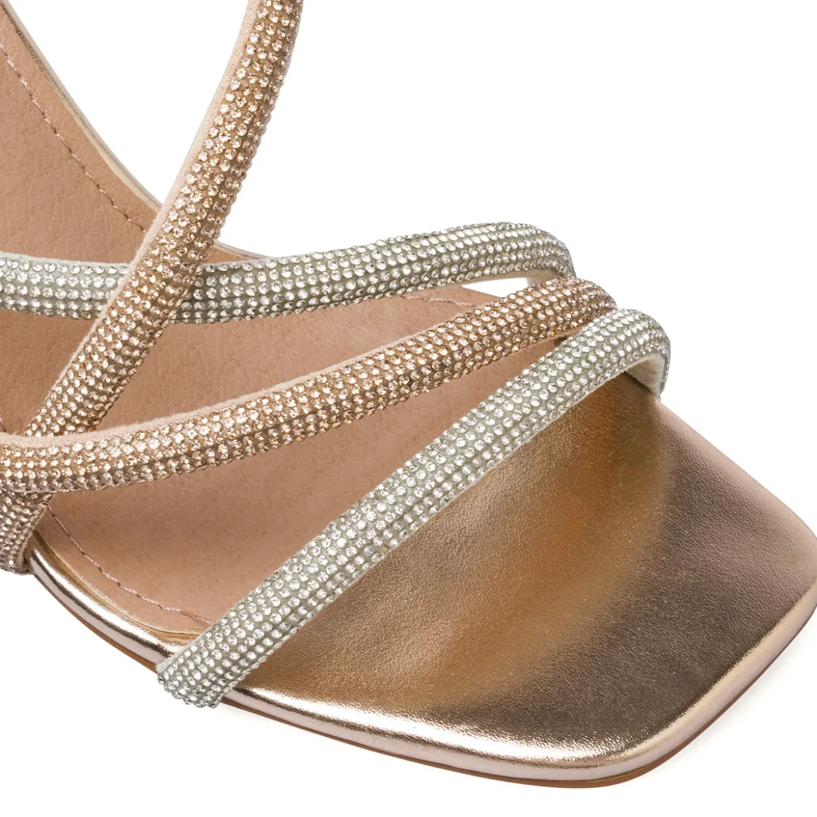 Sandali oro rosa e argento da Donna con strass e tacco 9,5 Lora Ferres