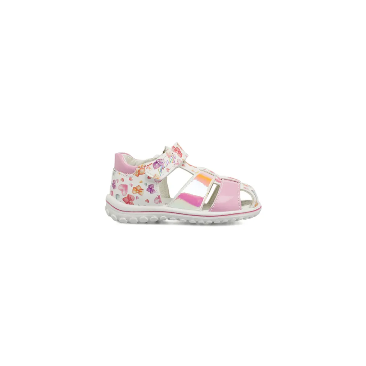 Sandali Primi passi da Bambina bianchi con stampe di cuori Primigi
