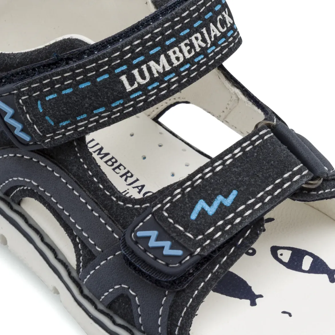 Sandali primi passi da Bambino blu con soletta in pelle Lumberjack