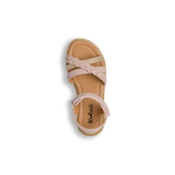 Sandali Rosa da bambina con dettagli glitter oro e dettagli intrecciato Dieci Baci
