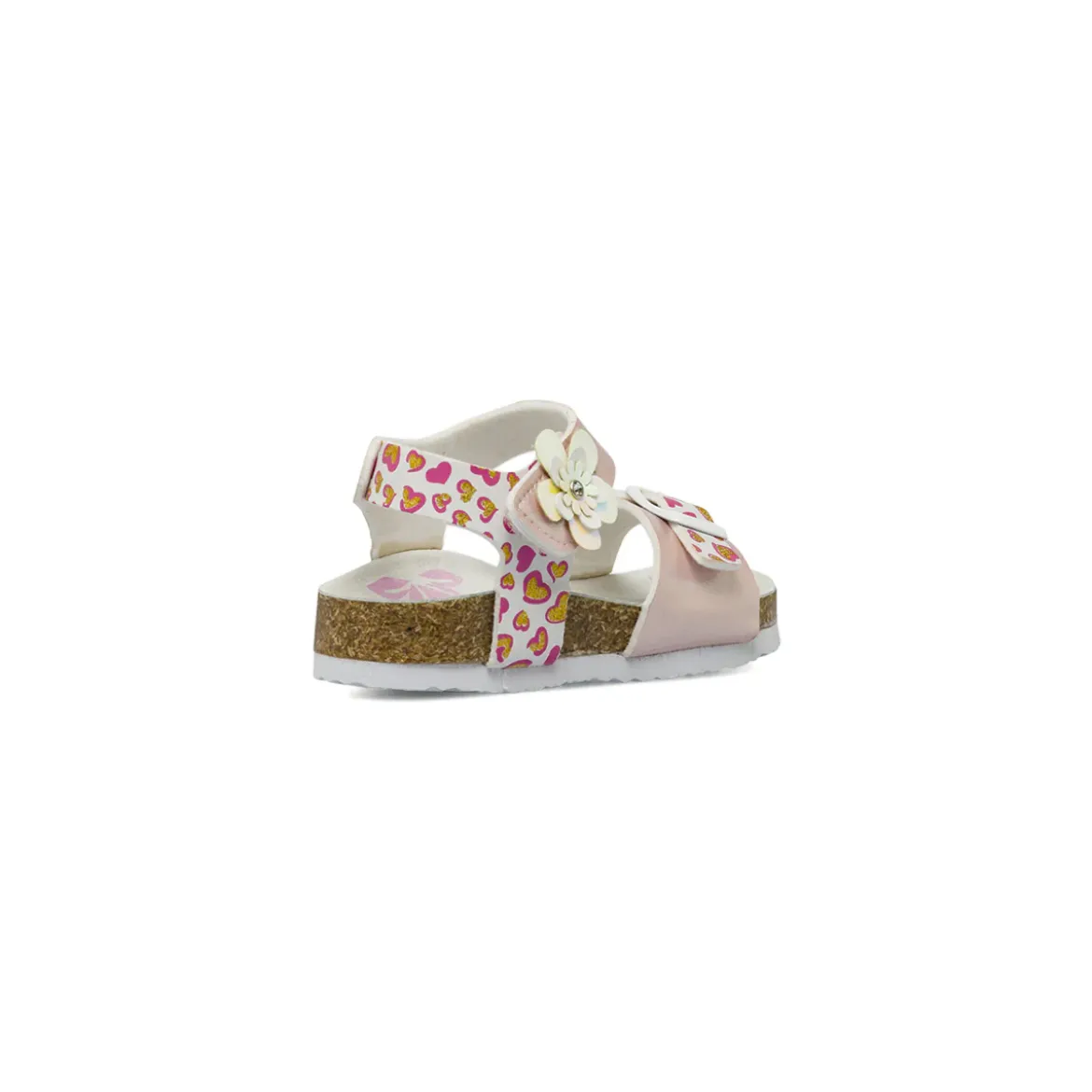 Sandali rosa da Bambina con fantasia a cuori glitter e fiore Settenote